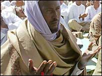 African Muslim praying on Eid al-Fitr