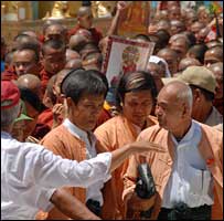 Protesters in Rangoon on 24 September