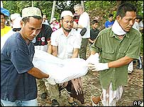 Victims being buried in Pattani, April 2004