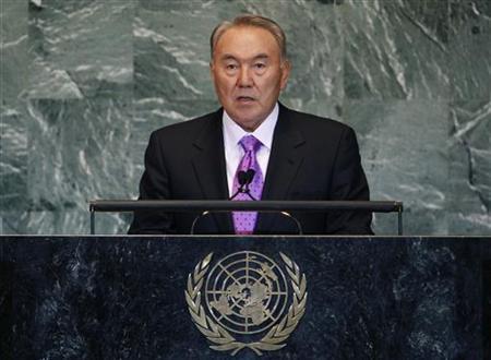 Kazakhstan's President Nursultan Nazarbayev addresses the 66th United Nations General Assembly at the U.N. headquarters in New York, September 21, 2011. REUTERS/Shannon Stapleton